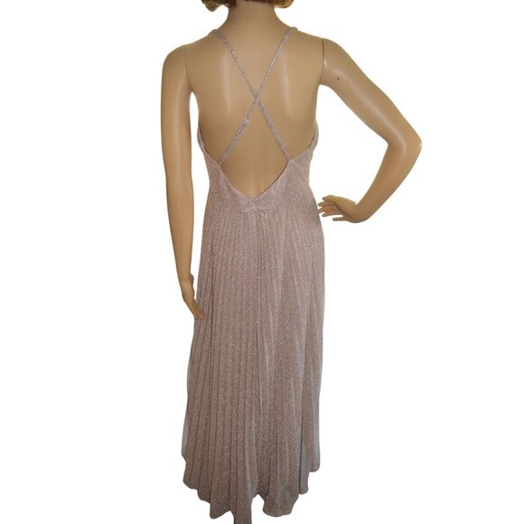 Lulus Especially Stunning Blush Pink Sparkly Pleated Maxi Prom Dress Size Medium - Picture 6 of 12